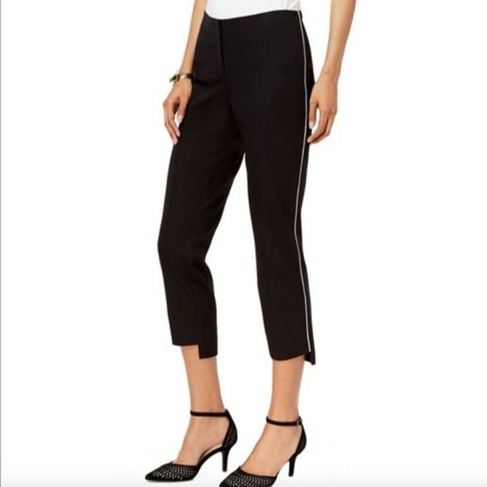 ALFANI NEW Women's Side Stripe Step-hem Comfort Waist Ankle Dress Pants